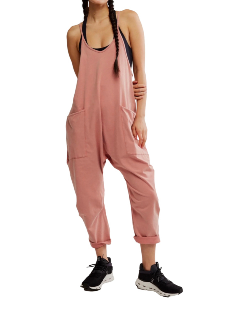 NWT FP Movement Free People Hot Shot Jumpsuit Petal Mauve Small Oversized
